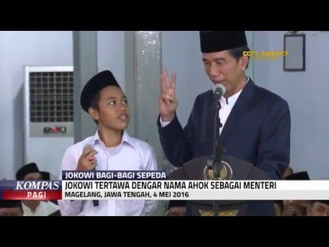 Jokowi Tertawa Saat Seorang Santri Sebut Ahok Sebagai Menteri