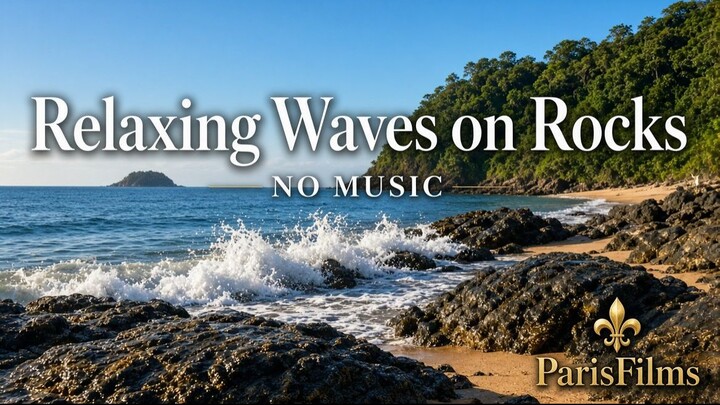 Relaxing Waves on Rocks | No Music | Rocky Beach Ocean Sounds for Sleep, Study & Meditation