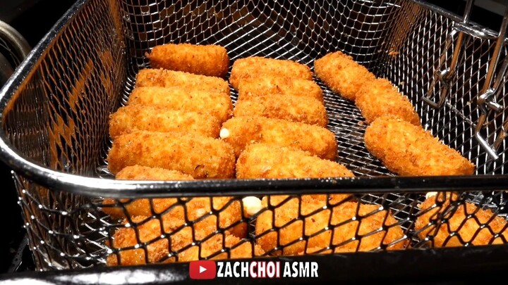 ASMR MOZZARELLA CHEESE STICKS MUKBANG (No Talking) COOKING & EATING SOUNDS | Zach Choi