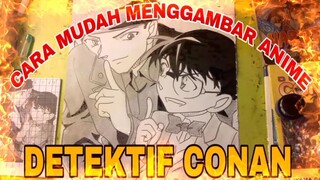 cara mudah menggambar anime detektif Conan