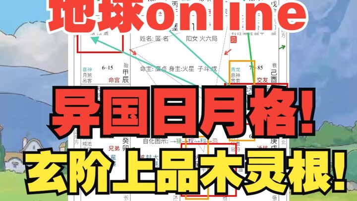《地球ol》日月反背是吉格，前提打开方式要对！玄阶上品木灵根！特殊日月反背格！