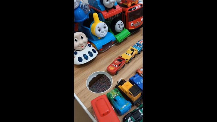 Thomas pushing mcqueen pixar cars