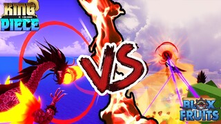 King Piece Dragon revamp Vs Blox fruits Dragon | Fruit battle #1