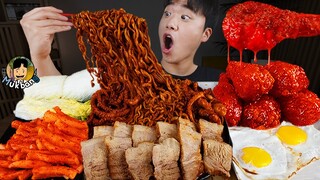ASMR MUKBANG 직접 만든 양념 치킨먹방! 스테이크 짜파게티 레시피 & 먹방 FRIED CHICKEN AND BLACK BEAN NOODLES EATING SOUND!