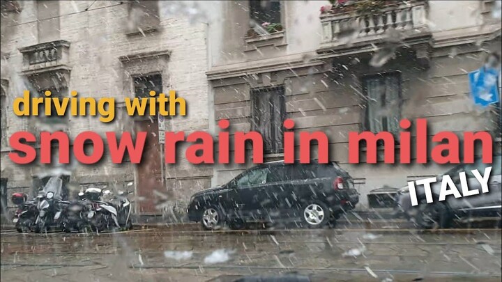 first snow in milan italy/my first drive with snow falls 2020