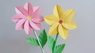 Sunflower origami that can be learned at a glance kindergarten handmade flower origami parent-child 