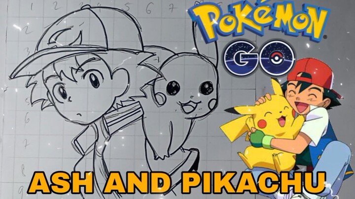 menggambar ash and Pikachu, pokemon
