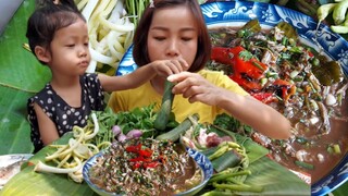 ป่นฮวก ผักลวก กินกับน้องอันดา อากาศฮ้อนๆ25/มีนาคม/64
