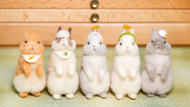 [Deep Forest DIY] Wool Felt | Five Dwarfish Rabbits | A Healing DIY Journey