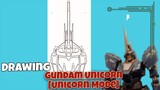 Drawing Gundam Unicorn Head Part 1 - Sketsa + Line Art