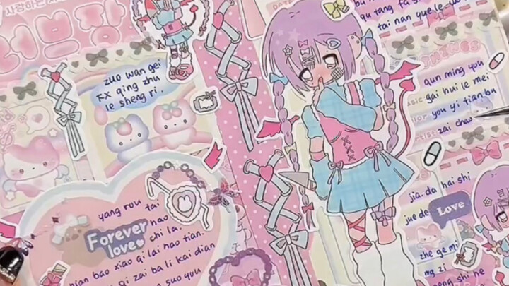 Buku Harian Tempel Dinding | Buku Harian Gadis Nuansa Merah Muda, Sambil Membuat Ternyata Kuku Juga 