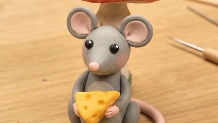 可爱的黏土小老鼠和奶酪🐭🧀🍄｜迷你黏土艺术