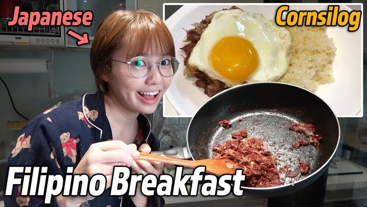 Japanese cook Filipino breakfast for the first time (No Make Up! Challenge)