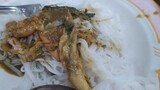 Thai Food Rice noodles with Fish Organs Sour Soup ขนมจีนแกงไตปลา อร่อยมาก
