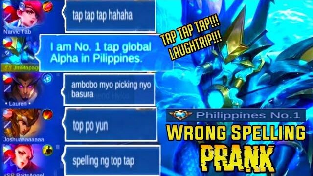 Wrong Spelling Prank- Tap 1 Global Alpha Prank| Picking palang Laughtrip na!| MLBB