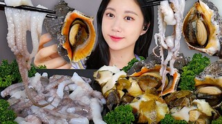 [ONHWA] Suara mengunyah gurita mentah dan keong bakar!🐙🐚