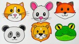 Menggambar emoji hewan || Cara menggambar dan mewarnai emoji