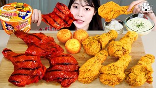 ASMR MUKBANG| 직접 만든 불닭볶음면 뿌링클 양념치킨 치즈볼 먹방 & 레시피 FRIED CHICKEN AND FIRE NOODLES EATING