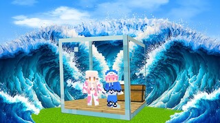 MOMON BERTAHAN DARI TSUNAMI TERBESAR dengan RUMAH KACA di MINECRAFT ft @BANGJBLOX