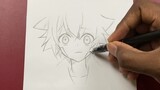 How to draw anime boy “ using just a mechanical pencil “ easy step-by-step drawing