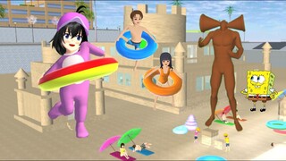 Yuta Mio Selamatkan Baby Titan Selin Raksasa SpongeBob Dari Monster Pasir | Sakura School Simulator