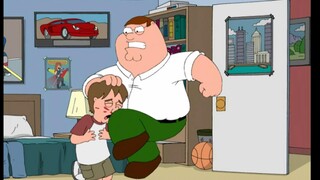 Family guy Peter teaches his furry kid how to behave