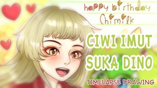 [FanArt] Ciwi Penyuka Dino ini Ulang Tahun 🎉