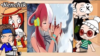 👒 Team Shanks + Uta reaction to Luffy, future | Compilation | one piece | Luffy | Gacha Club