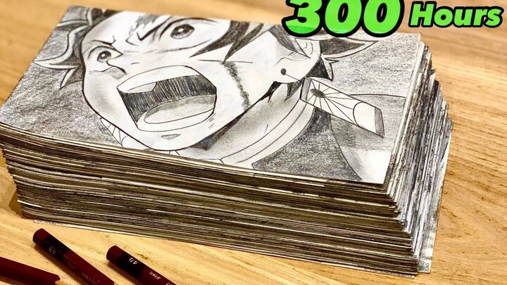 手绘界的王者！爆肝300小时绘制出【鬼灭之刃】翻页书