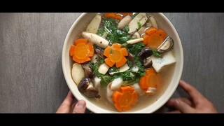 canh nấm mảng cầu sim .món chay.thanh đạm