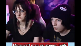 This guy can't believe a girl can build an entire structure in "Minecraft."