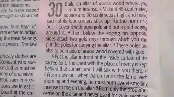 Daily Verse.                  Exodus 30:1-10