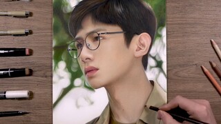 ภาพวาดดินสอสีของเซียวเหอหยุนใน "จุดเริ่มต้น" / Bai Jingting