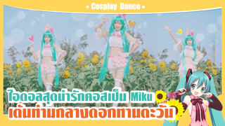 【Cover Dance】ไอดอลสุดน่ารักคอสเป็น Miku เต้นท่ามกลางดอกทานตะวัน-"Yellow (Re:dialed)"