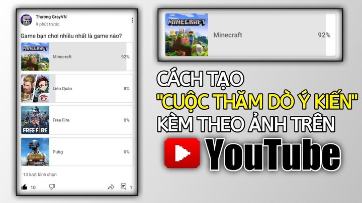 CÁCH TẠO CUỘC THĂM DÒ Ý KIẾN KÈM THEO ẢNH TRÊN TAB CỘNG ĐỒNG YOUTUBE | Thương GrayVN