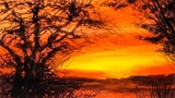 Melukis sunset   Acrylic painting idea