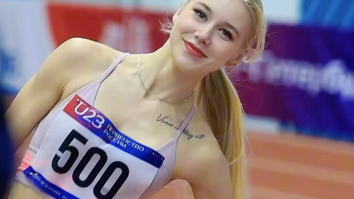 High-definition Russian female track and field athlete