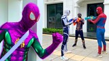 TEAM SPIDER MAN vs BAD GUY TEAM In REAL LIFE | NEW BAD-HERO VIOLET ( Live Aciton ) - Fun BigGreen TV