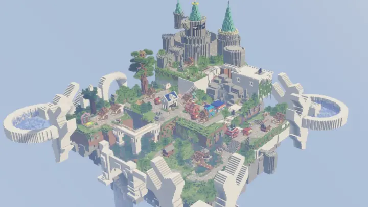 [Minecraft&Guardian Tales] Making the castle in the sky in two months