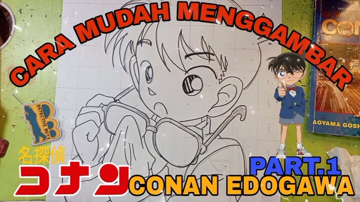 cara yg sangat mudah menggambar anime detektif Conan , Conan edogawa part.1