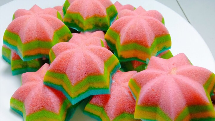 BOLU PUTU AYU RAINBOW TAKARAN SENDOK TANPA OVEN SUPER LEMBUT