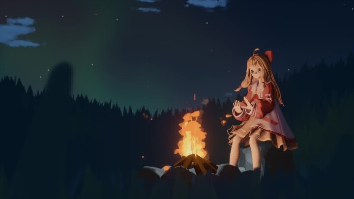 Anime|3D|Diana Warms Herself by a Fire
