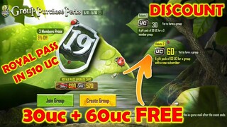 GROUP PURCHASE PERKS PUBG MOBILE | GET ROYAL PASS 19 IN 510UC | MAXIMUIM DISCOUNT IN RP 19