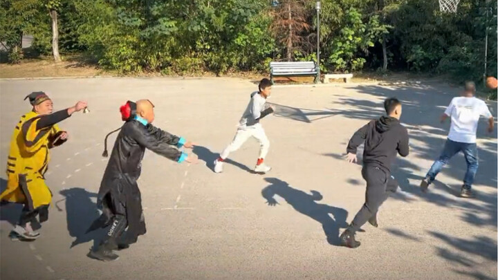 Just playing basketball—why are you here trying to catch zombies?!