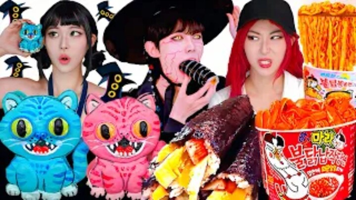 ASMR KOREAN KPop Demon Hunters 케데헌 김밥 디저트 불닭 아이스크림 젤리 먹방 DESSERTS JELLY CANDY MUKBANG EATING SOUNDSJ