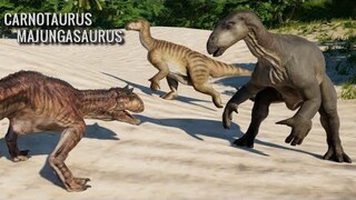 Carnotaurus & Majungasaurus Hunting In The Desert Iguanodon, Gallimimus & Struthiomimus