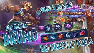 93.5% Win Rate! No Mercy 17 Kills! Top Global Bruno - Mobile Legends