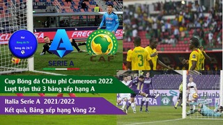 TIN BÓNG ĐÁ KẾT QUẢ BÓNG ĐÁ VÒNG 22 SERIE A ITALIA I CUP BÓNG ĐÁ CHÂU PHI CAN 2021 LƯỢT 3