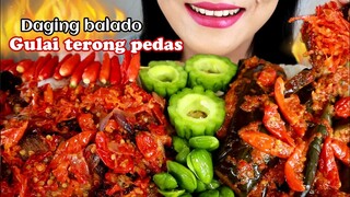 ASMR BALADO DAGING SAPI, GULAI TERONG, PETE | INDONESIAN FOOD | ASMR MUKBANG INDONESIA