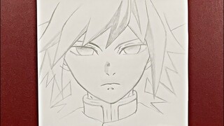 Anime drawing | how to draw Giyū Tomioka step-by-step using just a pencil